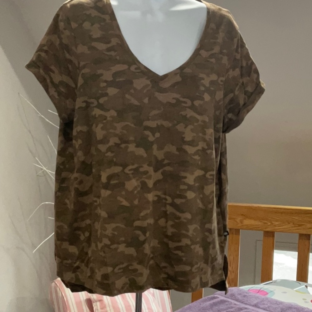 Camo V-Neck Women's Top